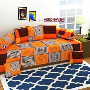 Choice Homes 3D diwan Set Printed 8 Piece of Combo 5 Cousins and 2 Bolster with Single bedsheet