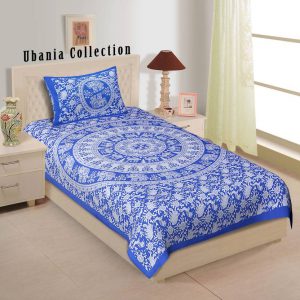 Ubania Collection 140 TC Cotton Single Animal Bedsheet  (Pack of 1, Blue)