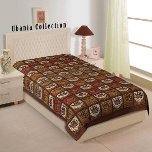 Ubania Collection 140 TC Cotton Single Animal Bedsheet  (Pack of 1, Brown)
